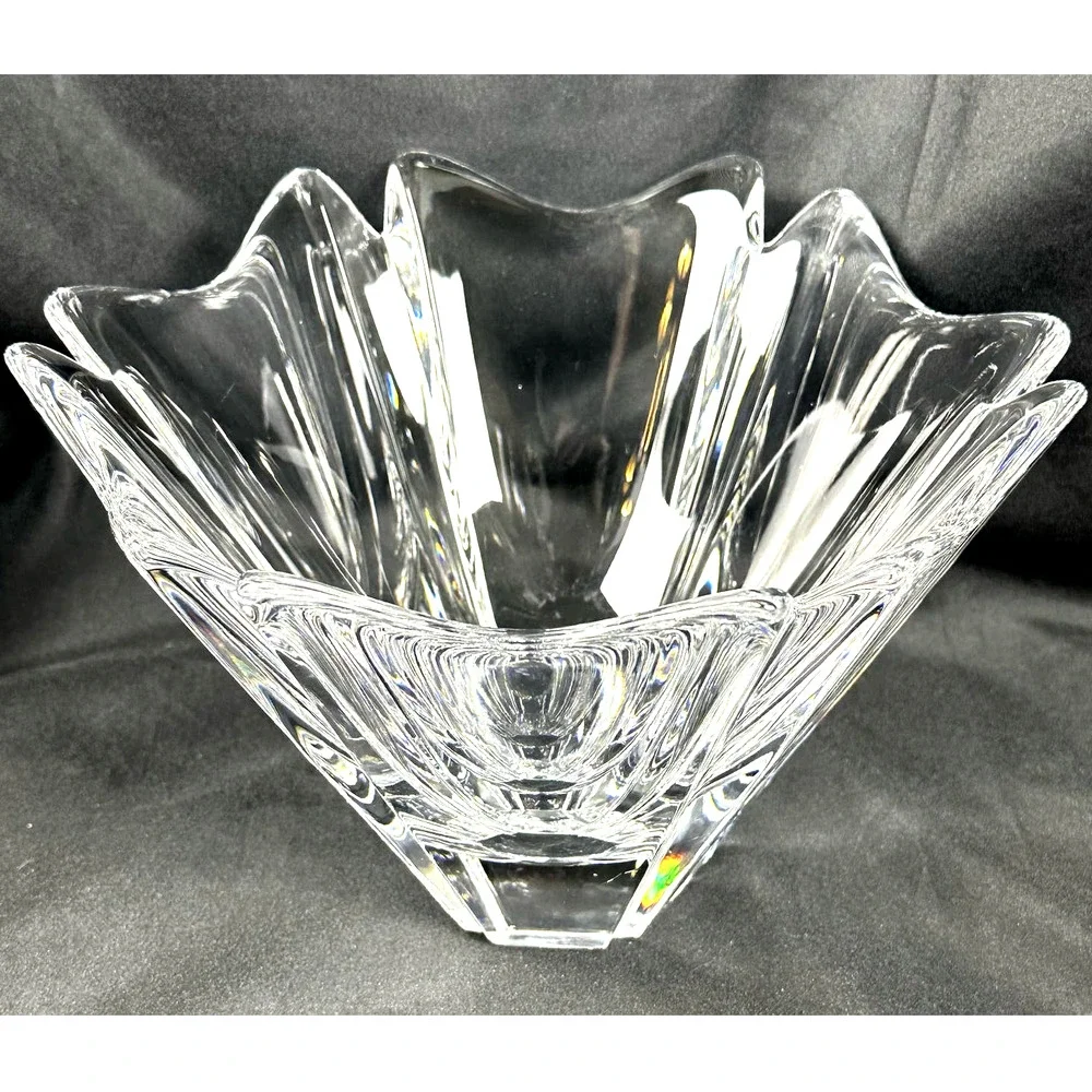 ORREFORS Sweden Crystal Orion Lars Hellsten Bowl Signed Vintage 1980's-10.25